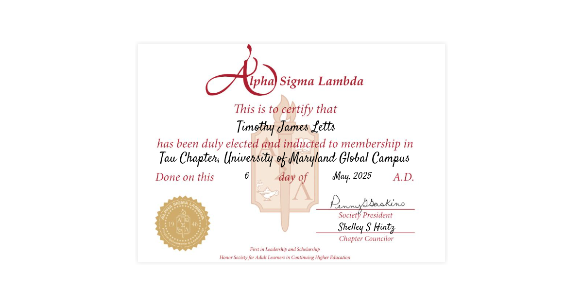 Timothy James Letts | Alpha Sigma Lambda Tau Chapter | Alpha Sigma ...