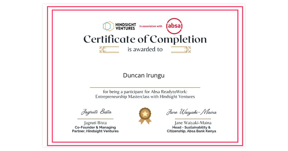 Duncan Irungu | Absa ReadytoWork : Entrepreneurship Masterclasses w ...