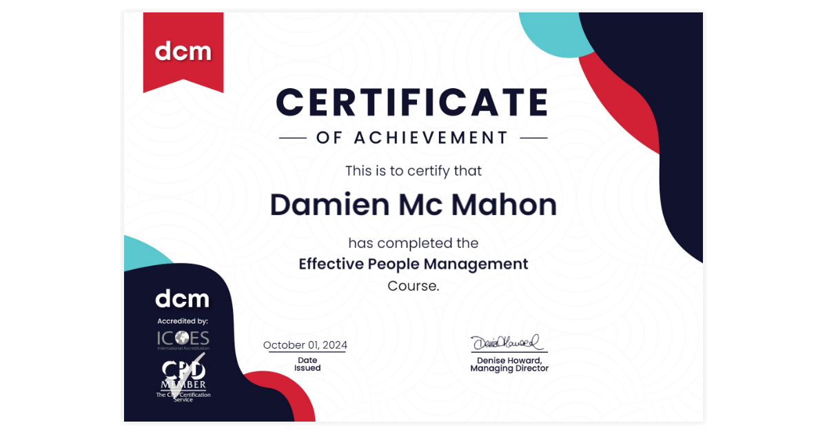 Damien Mc Mahon | People Management Course | DCM Learning via Hyperstack