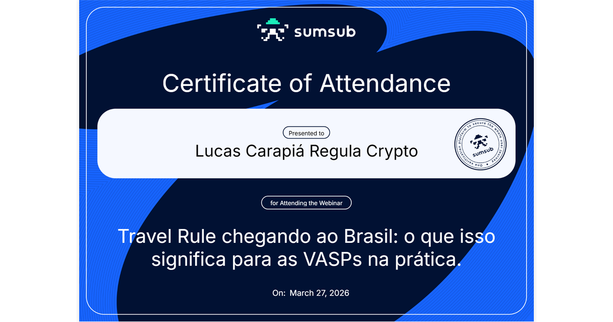 Lucas Carapiá Regula Crypto | Travel Rule chegando ao Brasil: o que ...
