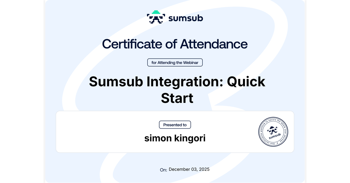 simon kingori | Sumsub Integration: Quick Start | Sumsub via Hyperstack