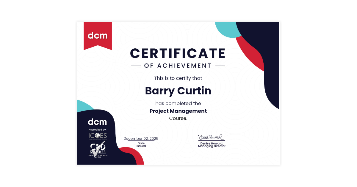 Barry Curtin | Project Management Course | DCM Learning via Hyperstack