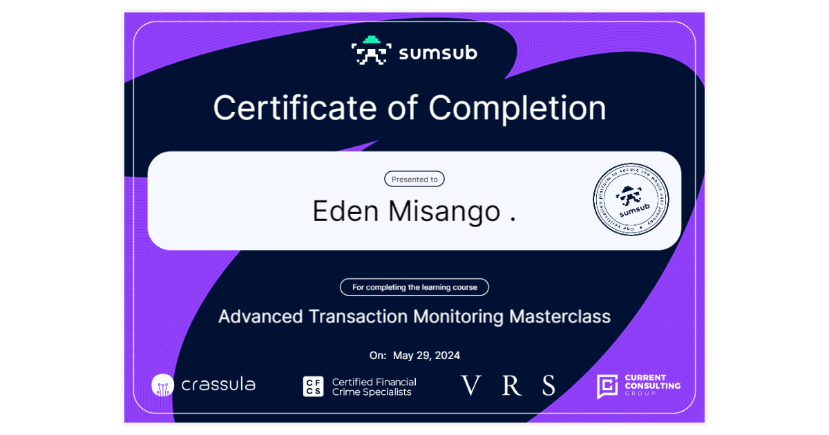 Eden Misango . | Advanced Transaction Monitoring Masterclass | Sumsub ...