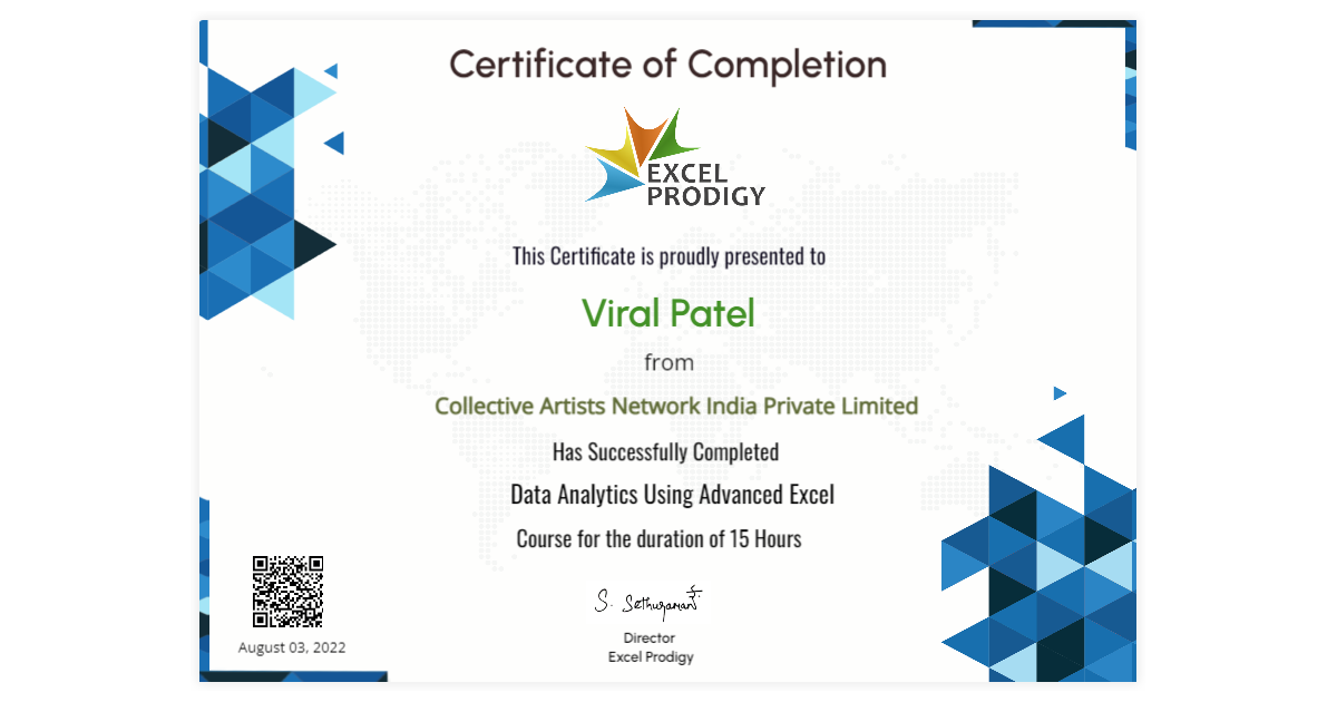 Viral Patel | Data Analytics Using Advanced Excel | Excel Prodigy ...