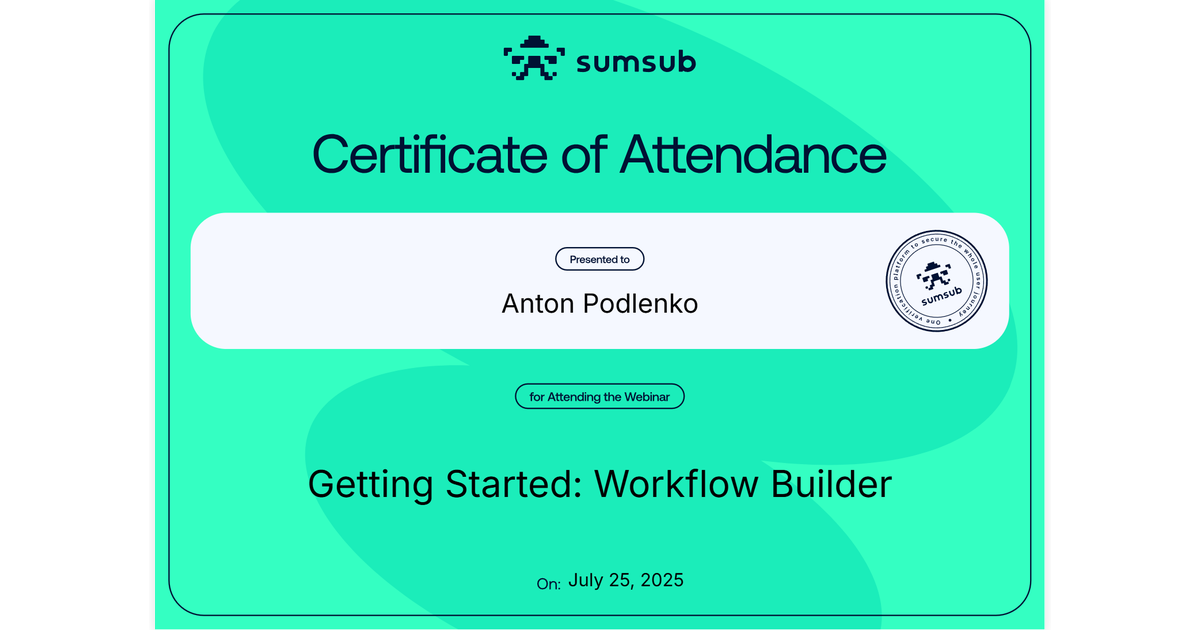 Anton Podlenko | Getting Started: Workflow Builder | Sumsub via Hyperstack