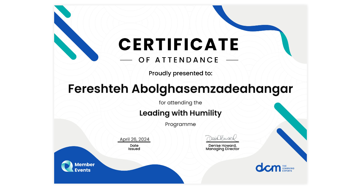 Fereshteh Abolghasemzadeahangar | Leading with Humility | DCM Learning ...
