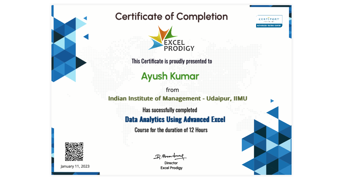 Ayush Kumar | Data Analytics Using Microsoft Advanced Excel | Excel ...