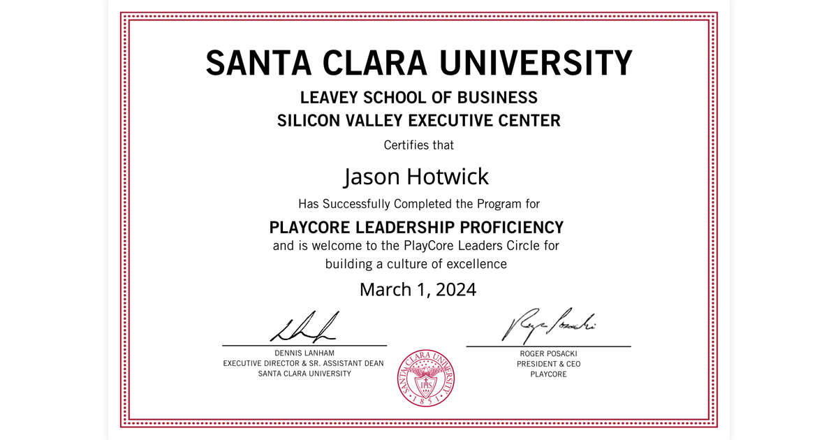 Jason Hotwick | PlayCore Leadership Proficiency | Leavey Executive ...