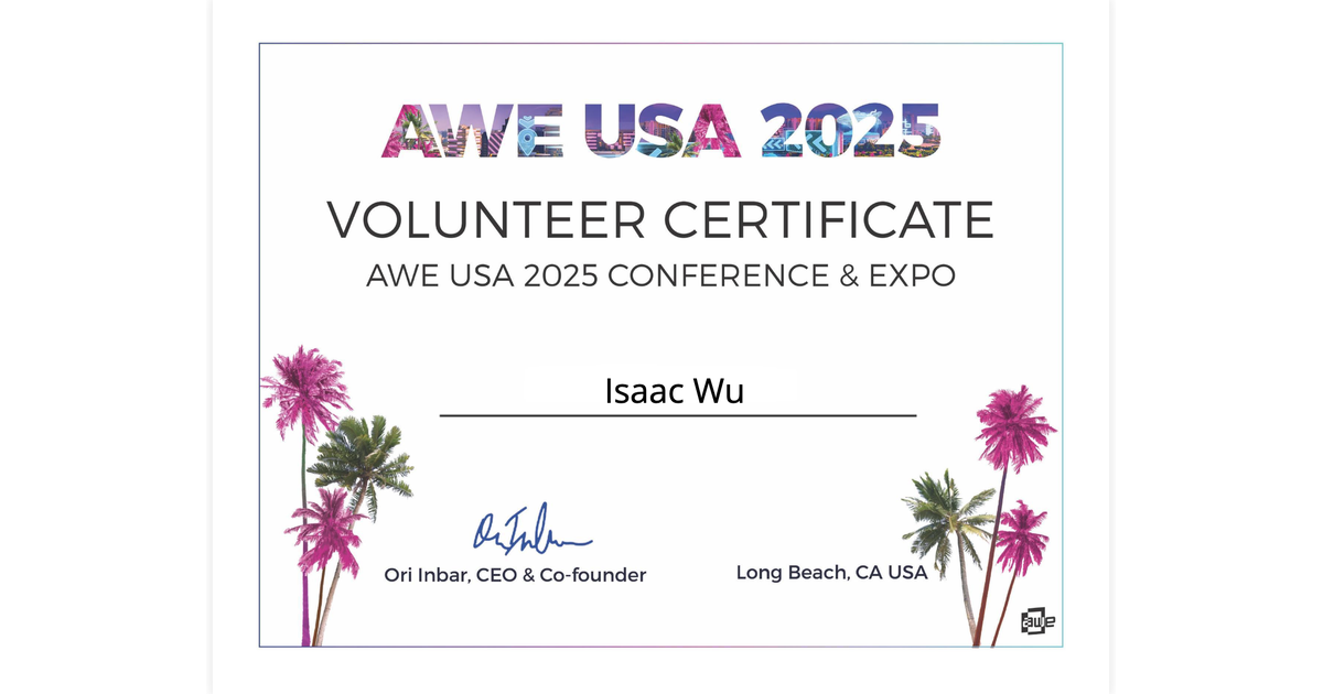Isaac Wu | AWE USA 2025 Volunteer | UnitedXR via Hyperstack