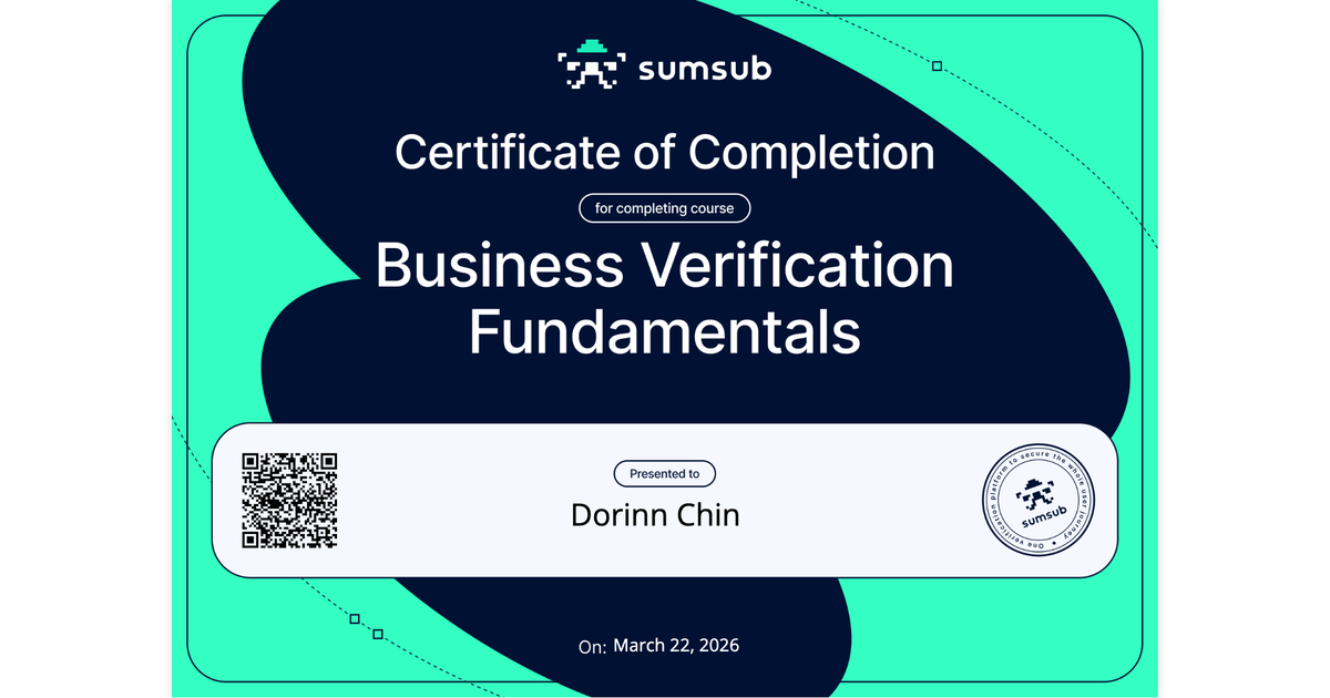 Dorinn Chin | Business Verification Fundamentals | Sumsub via Hyperstack