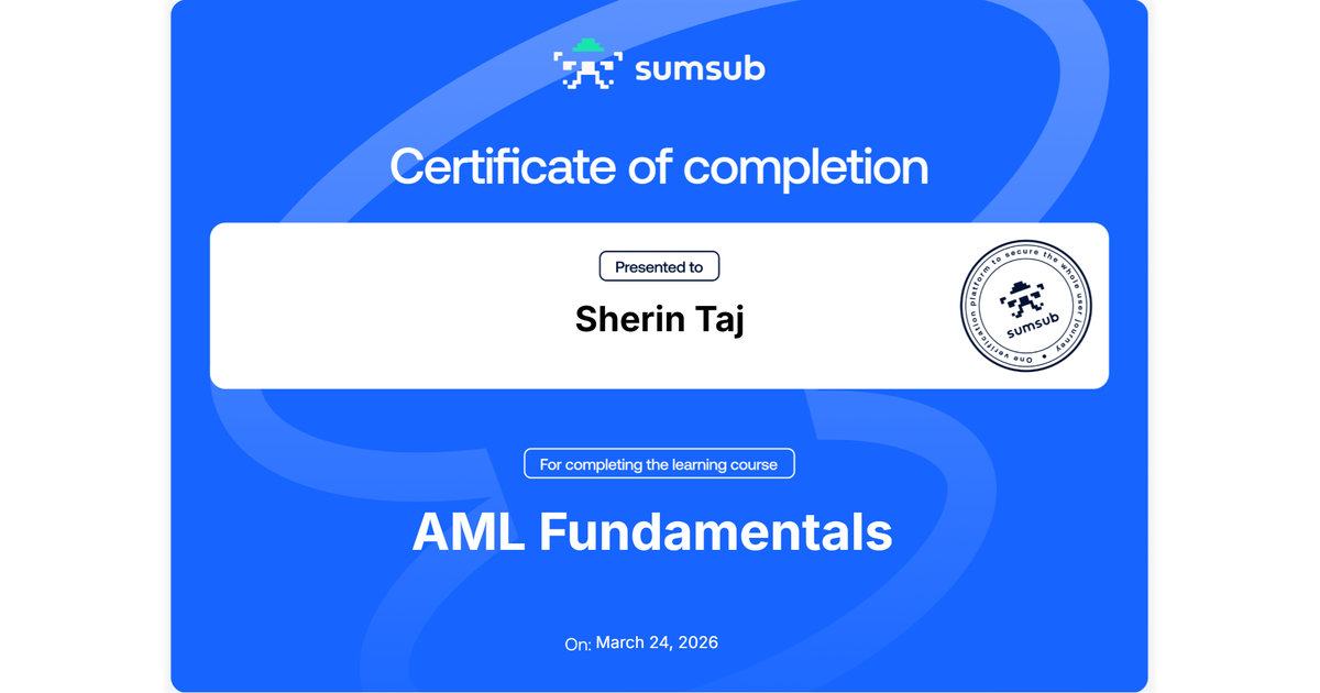 Sherin Taj | AML Fundamentals | Sumsub via Hyperstack