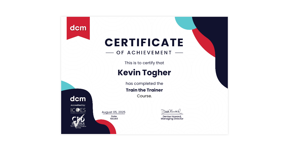 Kevin Togher | Train the Trainer Course | DCM Learning via Hyperstack
